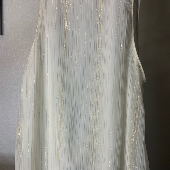 SHOW ME YOUR MUMU Deep V-Right Back White Gold Stripe Mini Dress Size S - Picture 9 of 11